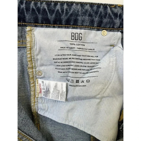 BDG Jessye Spliced Two Tone Distressed Button Fly Slim Straight Jeans 28 - Picture 14 of 15